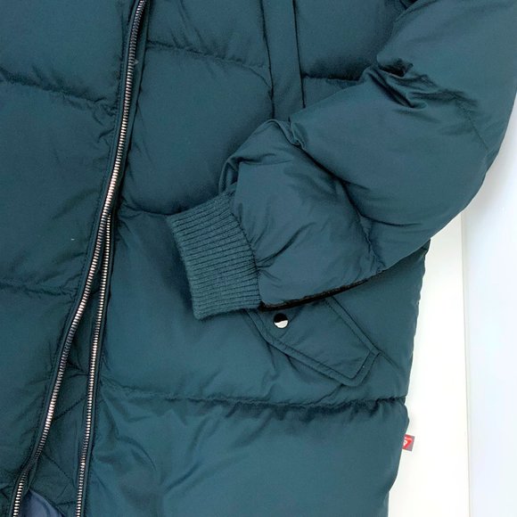 New Bernardo Long Puffer Coat Navy/Teal 60% Duck Down & Feather Fill Size Medium - Picture 10 of 16
